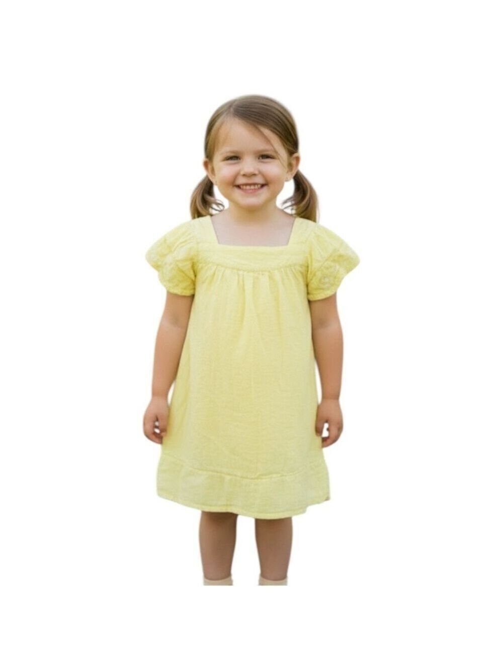 Art Class Girl’s Size 4T Yellow Flutter Sleeve Embroidered Dress